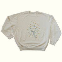 RAW COLOR COTTON SWEATER WITH QUMOOTH SILK SCREEN PRINT front