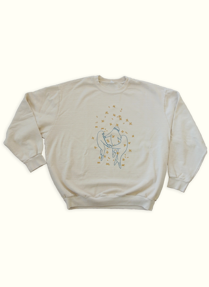 RAW COLOR COTTON SWEATER WITH QUMOOTH SILK SCREEN PRINT front